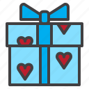 gift, box, hearts, valentine