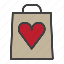 shopping, bag, heart, valentine