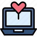 laptop, heart, chart, technology, valentine, day
