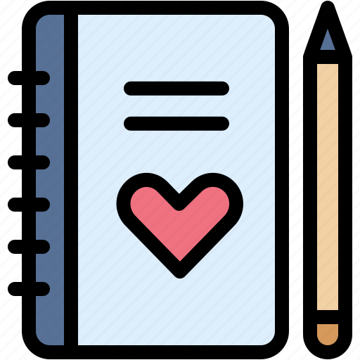 Notebook, file, and, folder, secret, heart, love icon - Download on Iconfinder