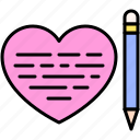 love, heart, valentine, dating, emotional, affection, bonding, note, pencil