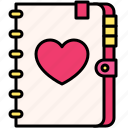 love, heart, valentine, dating, emotional, affection, bonding, notepad, diary