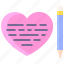 love, heart, valentine, dating, emotional, affection, bonding, note, pencil 