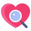 love, heart, valentine, dating, affection, search, find, magnifying glass 