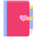 love, heart, valentine, dating, emotional, affection, bonding, diary, pencil
