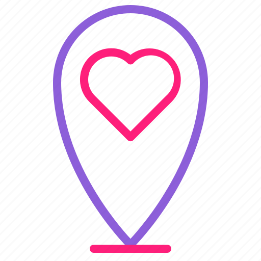 Dual, februari, line, location, love, romantic, valentine icon - Download on Iconfinder