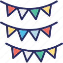 buntings, party decoration, party flags, pennants