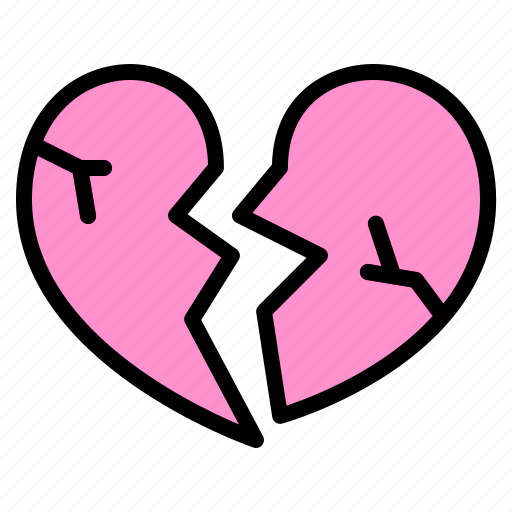 Broken, heart, valentine, love, broken heart, romantic icon - Download on Iconfinder
