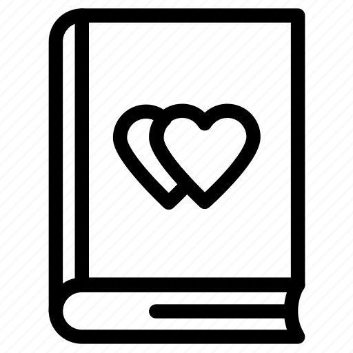 Book, diary, hearts sign, memo, romantic feelings icon - Download on Iconfinder
