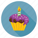 birthday cupcake, candle cupcake, cupcake, dessert, muffin