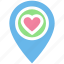 heart, location, love, map, map pin, navigation, pointer 