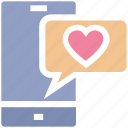 chat, heart, love, message, mobile, talk, valentine