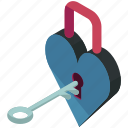 heart, key, lock, love, padlock, security, valentine