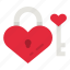 padlock, heart, love, key, locked 