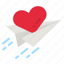 paper, plane, heart, love, message