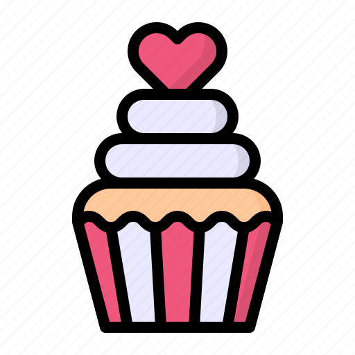 Cake, cream, cupcake, food, heart icon - Download on Iconfinder