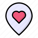 heart, location, love, map, pin