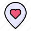 heart, location, love, map, pin 