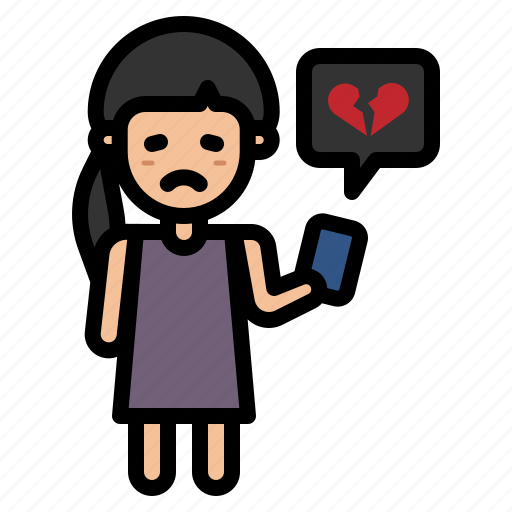 Love, valentine, heart, broken, chatting, sad, girl icon - Download on Iconfinder