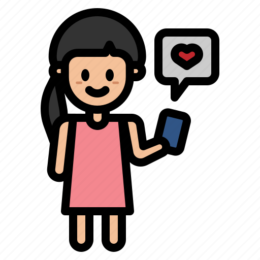 Love, valentine, heart, chatting, phone, woman icon - Download on Iconfinder