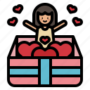 love, valentine, heart, gift, box, woman, surprise