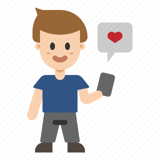 Love, valentine, heart, chatting, man, phone icon - Download on Iconfinder