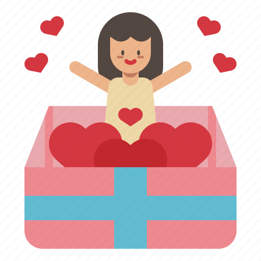 Love, valentine, heart, gift, box, woman, surprise icon - Download on Iconfinder