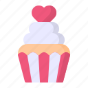cake, cream, cupcake, food, heart