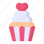 cake, cream, cupcake, food, heart 