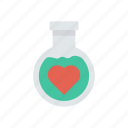 beaker, heart, lab, love 