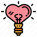 bulb, heart, light, love