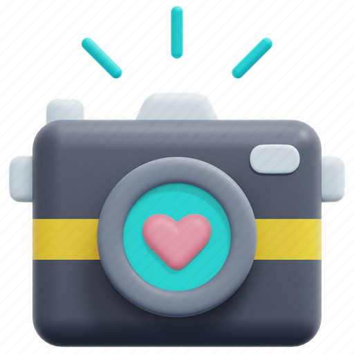 Camera, love, romance, video, image, wedding, photography 3D illustration - Download on Iconfinder