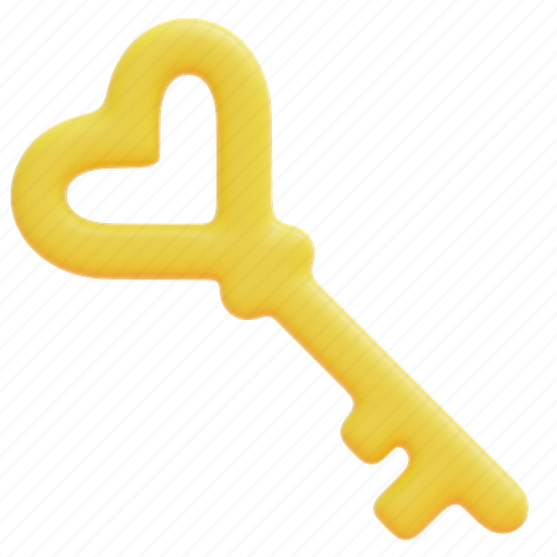 Key, valentines, day, romantic, romance, love, security 3D illustration - Download on Iconfinder