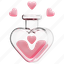 love, potion, romantic, flask, chemical, heart, 3d 