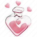 love, potion, romantic, flask, heart, chemical, 3d