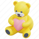 teddy, bear, love, kid, valentine, gift, toy, animal, 3d 