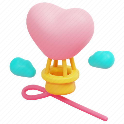 Balloon, romance, valentines, day, heart, shaped, celebration 3D illustration - Download on Iconfinder