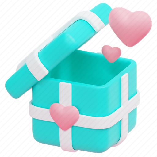 Gift, romance, heart, love, valentines, day, box 3D illustration - Download on Iconfinder