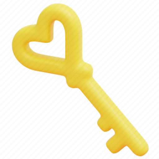 Key, valentines, day, romantic, love, romance, security 3D illustration - Download on Iconfinder