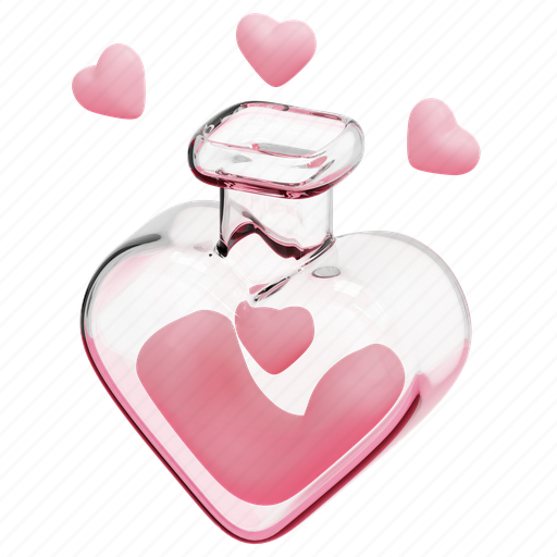 Love, potion, romantic, flask, heart, chemical, 3d 3D illustration - Download on Iconfinder