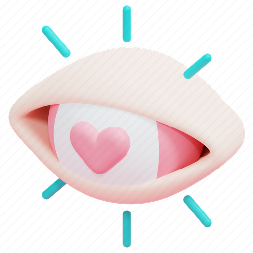 Loving, romance, eye, fall, in, love, heart 3D illustration - Download on Iconfinder