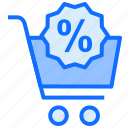 percentage, cart, shopping, sale
