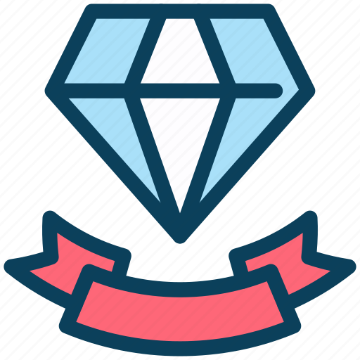 Loyalty, diamond, ribbon, award, achievement, ranking icon - Download on Iconfinder