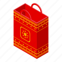 lucky, paper, bag, isometric
