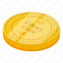 lucky, coin, isometric