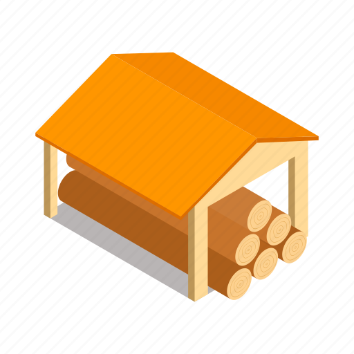 Agriculture, building, firewood, isometric, log, shed, wood icon - Download on Iconfinder