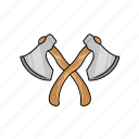 axe, cross, cross axe, hatchet, lumberjack, tool, woodcutter