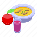 vegan, soup, lunch, isometric