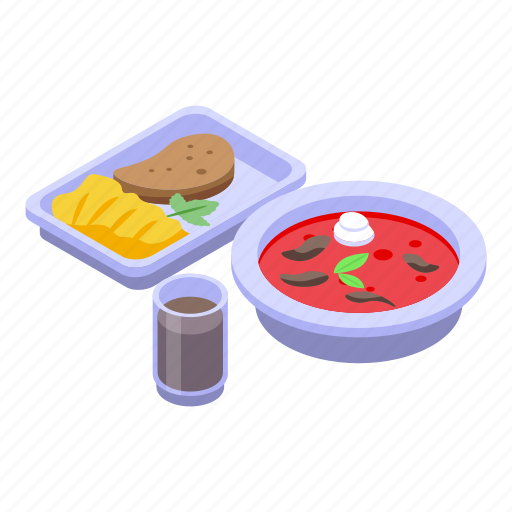Red, borsch, lunch, isometric icon - Download on Iconfinder