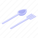 lunch, spoon, fork, isometric